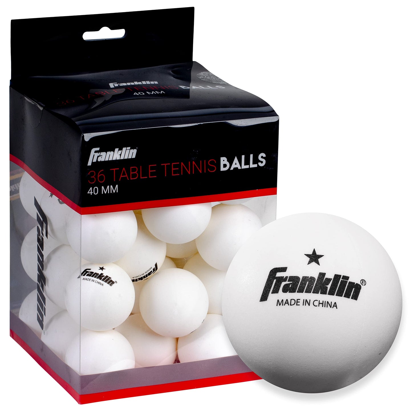 Franklin Sports Ping Pong Balls - Official Size + Weight White 40mm Table Tennis One Star Professional Durable High Performance 12 Count (Pack of 1) Packaging may vary, White