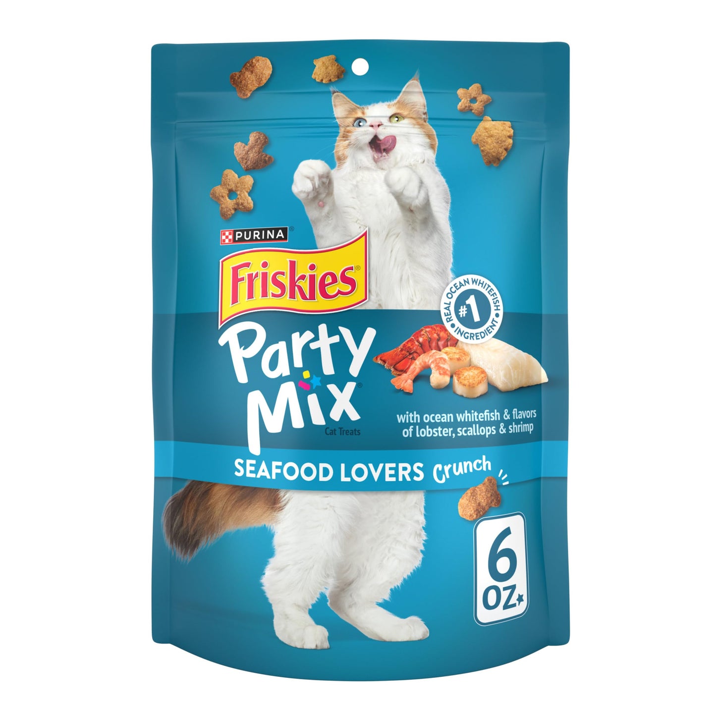 Purina Friskies Natural Cat Treats Party Mix Natural Yums With Real Salmon and Added Vitamins, Minerals and Nutrients - 20 oz. Canister