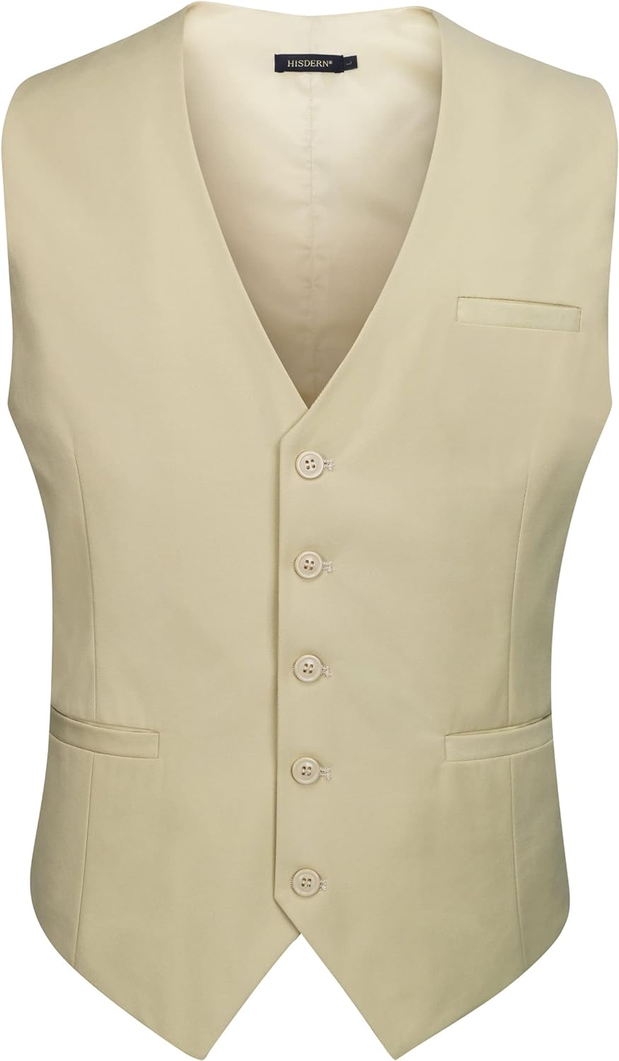 HISDERN Men's Suit Vest Business Formal Dress Waistcoat Vest with 3 Pockets for Suit or Tuxedo