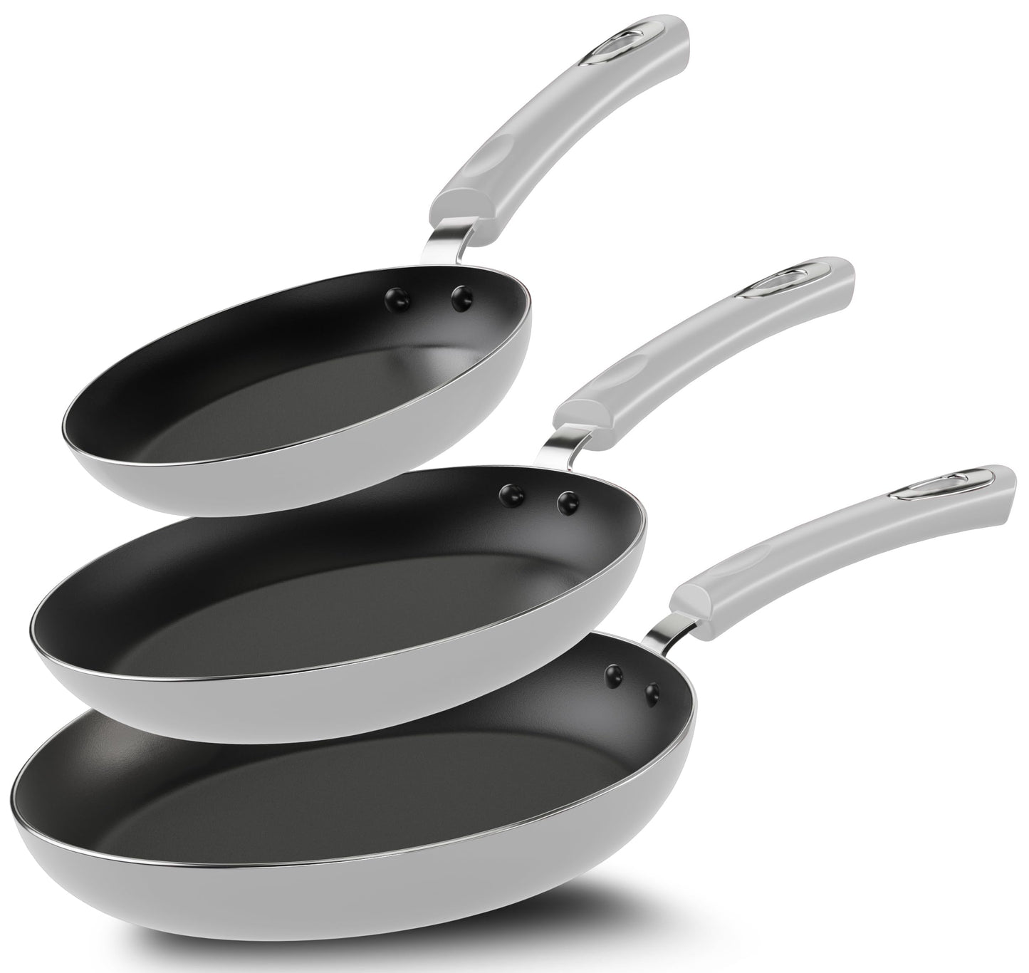 Utopia Kitchen Nonstick Frying Pan Set - 3 Piece Induction Bottom - 8 Inches, 9.5 Inches and 11 Inches - (Grey-Black)