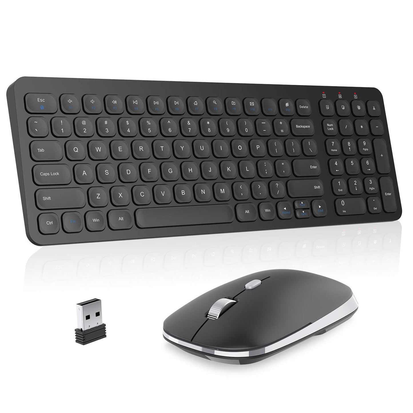 cimetech Wireless Keyboard and Mouse Combo, Compact Full Size Wireless Computer Keyboard and Mouse Set 2.4G Ultra-Thin Sleek Design for Windows, Computer, Desktop, PC, Notebook, Laptop - Grey