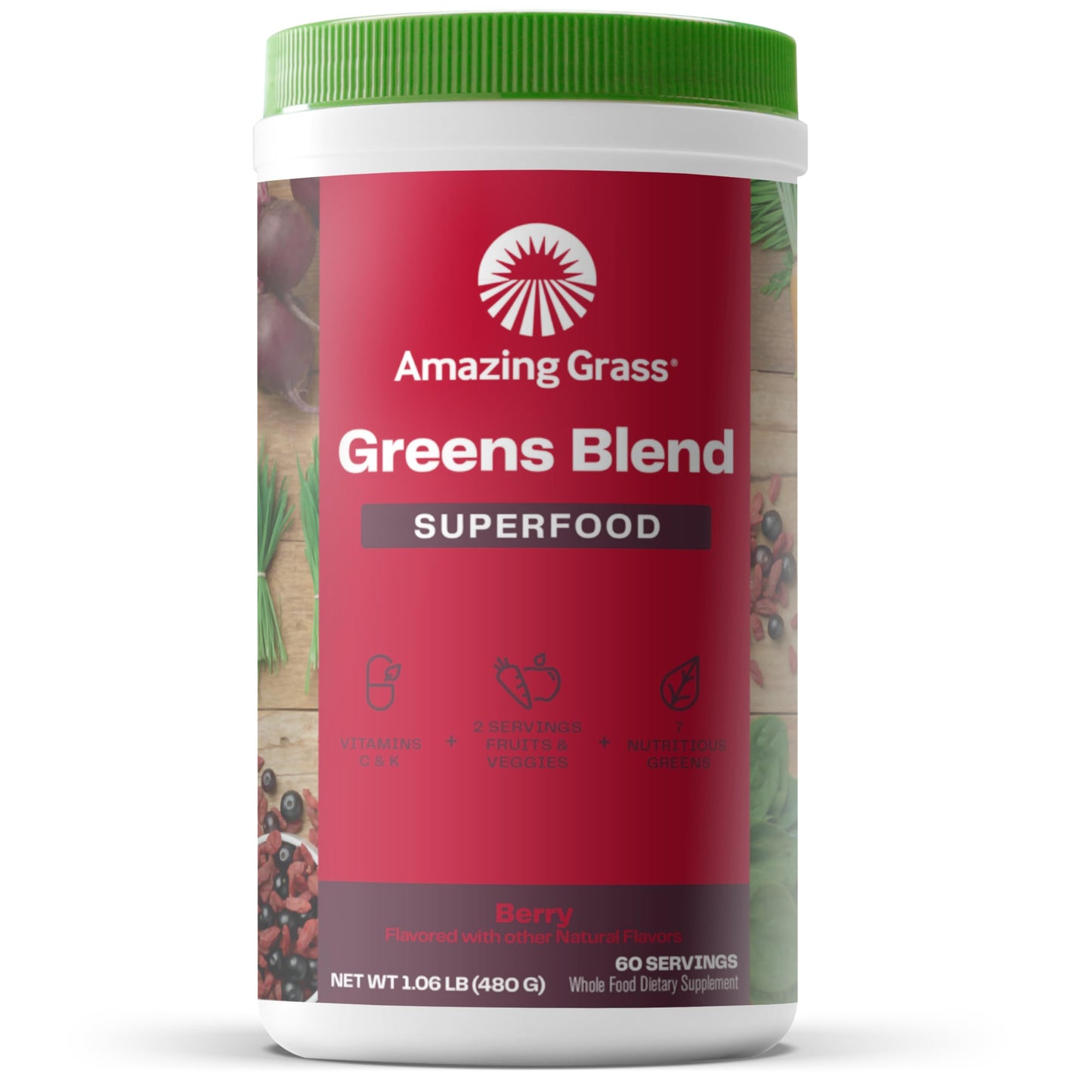 Amazing Grass Greens Superfood Powder: Greens Powder with Digestive Enzymes & Probiotics, Organic Spirulina, Chlorella, and Beet Root Powder, Original, 30 Servings