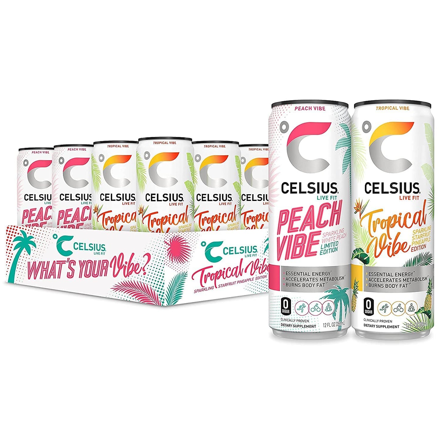 CELSIUS Assorted Flavors Official Variety Pack, Functional Essential Energy Drinks, 12 Fl Oz (Pack of 12)