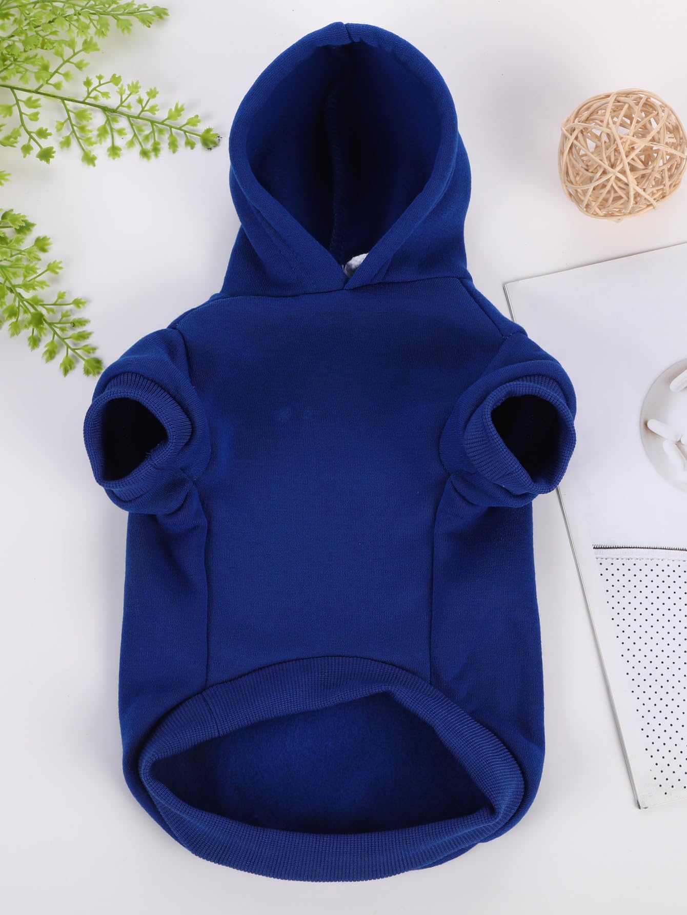 QWINEE Basic Dog Hoodie, Dog Warm Jacket, Cat Apparel, Dog Shirt, Dog Clothes for Puppy Kitten Small Medium Dogs Cats Cadet Blue M