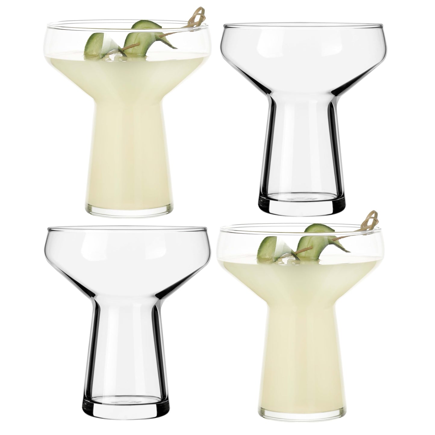 Libbey Stemless Margarita Glasses Set of 6, Modern Margarita Glasses, Lightweight, Unique Bar Glasses, Lead-Free Margarita Set, 10.25 ounces