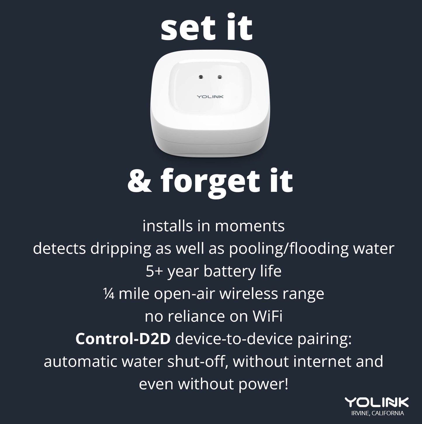 YoLink Smart Home Starter Kit: Hub & Water Leak Sensor 4-Pack, SMS/Text, Email & Push Notifications, LoRa Up to 1/4 Mile Open-Air Range, w/Alexa, IFTTT, Home Assistant