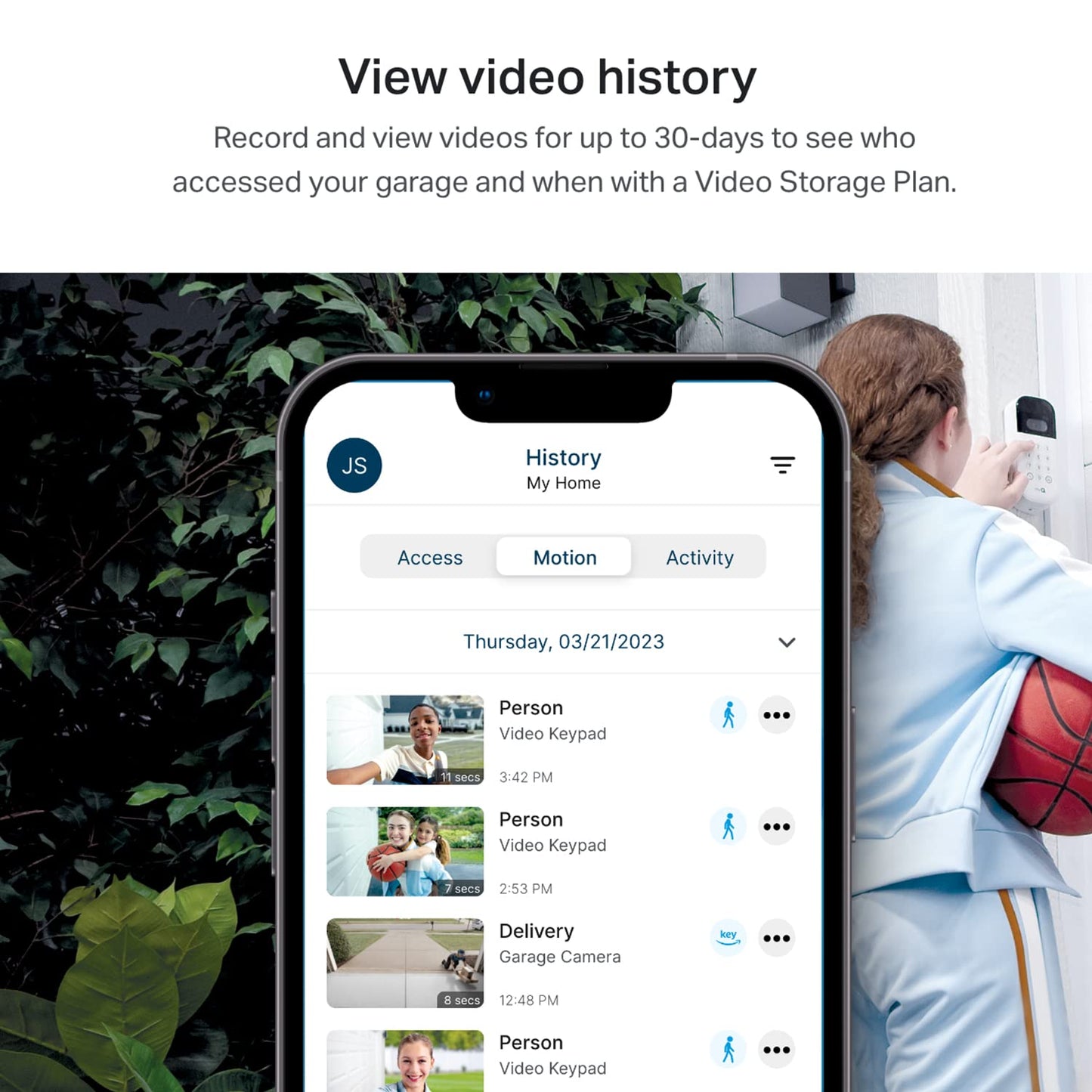 myQ Smart Garage Door Video Keypad with Wide-Angle Camera,Customizable PIN Codes,and Smartphone Control–Take Charge of Your Garage Access Works with Chamberlain, LiftMaster and Craftsman openers,White