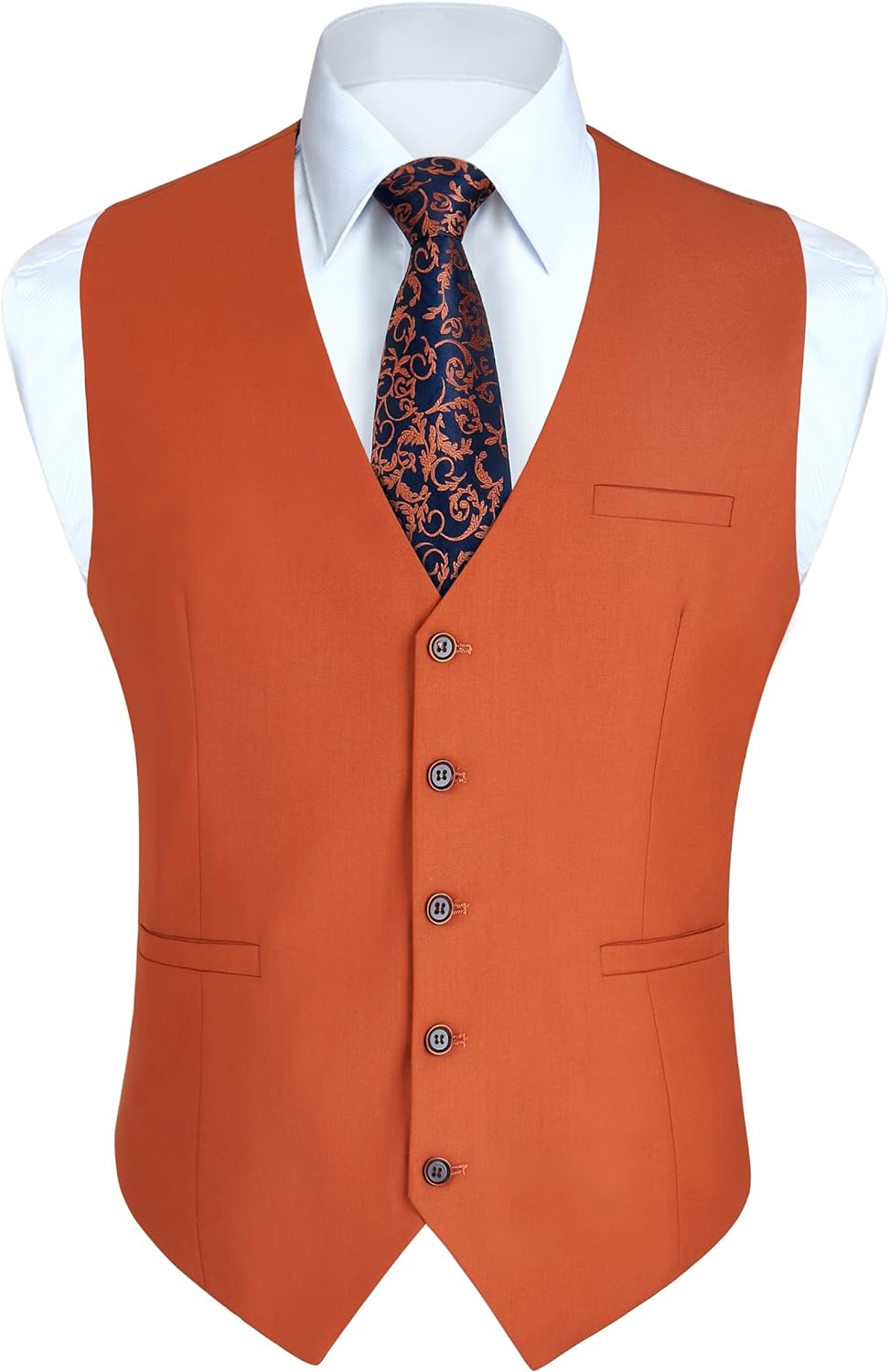 HISDERN Men's Suit Vest Business Formal Dress Waistcoat Vest with 3 Pockets for Suit or Tuxedo