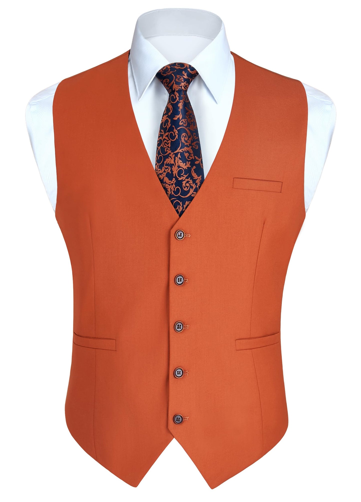 HISDERN Men's Suit Vest Business Formal Dress Waistcoat Vest with 3 Pockets for Suit or Tuxedo