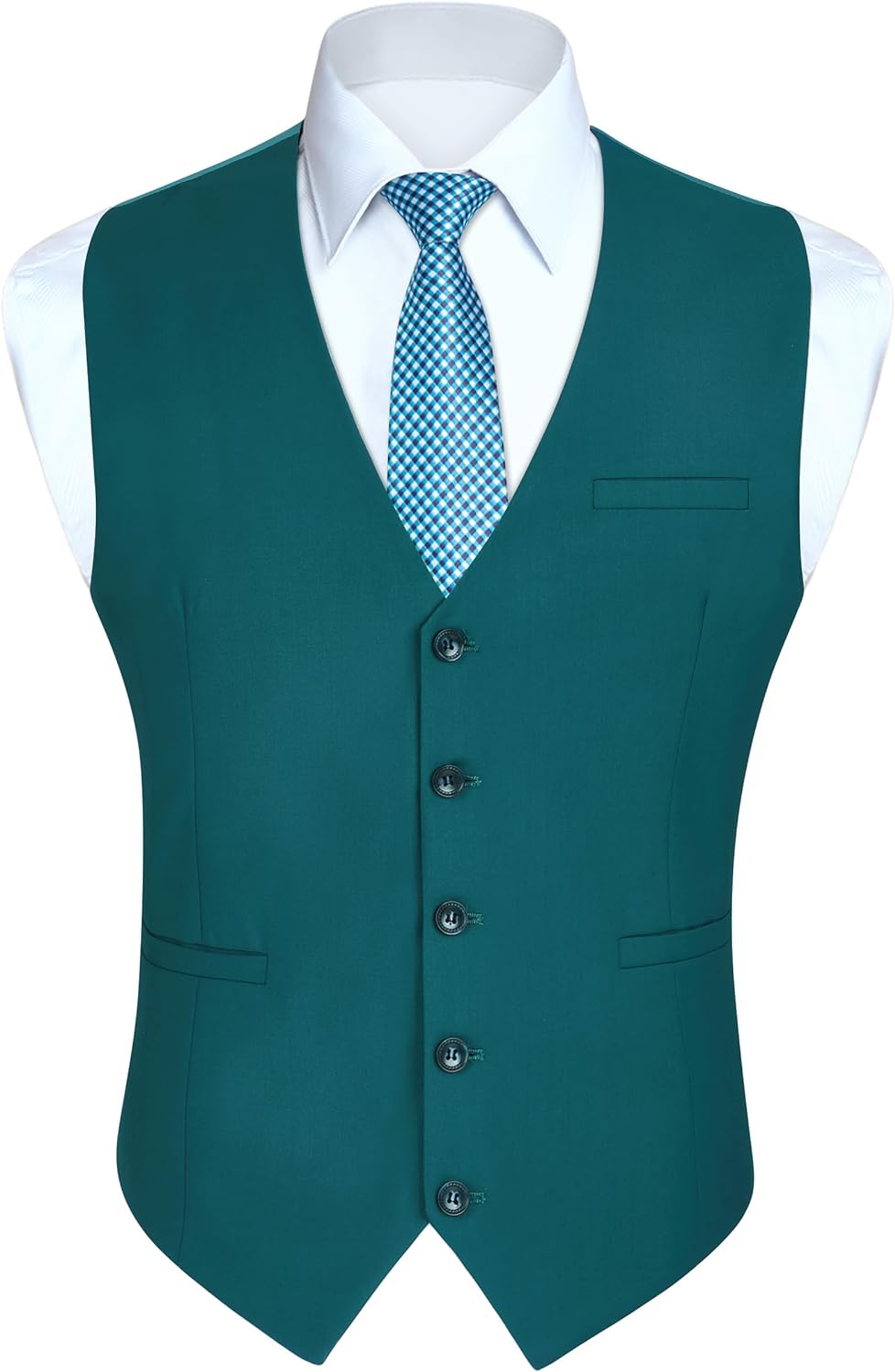 HISDERN Men's Suit Vest Business Formal Dress Waistcoat Vest with 3 Pockets for Suit or Tuxedo