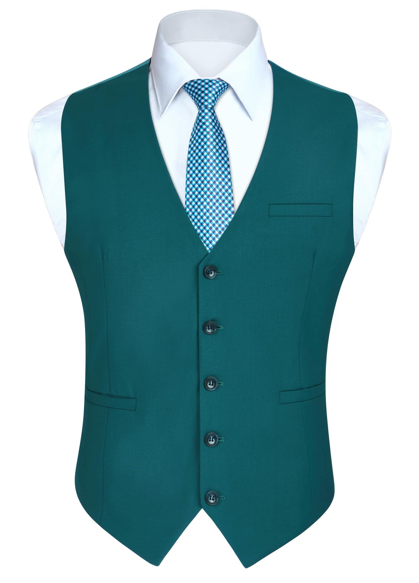 HISDERN Men's Suit Vest Business Formal Dress Waistcoat Vest with 3 Pockets for Suit or Tuxedo