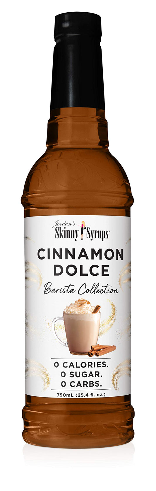 Jordan's Skinny Syrups Sugar Free Coffee Syrup, Cinnamon Dolce Flavor Drink Mix, Zero Calorie Flavoring for Chai Latte, Protein Shake, Food and More, Gluten Free, Keto Friendly, 25.4 Fl Oz, 1 Pack