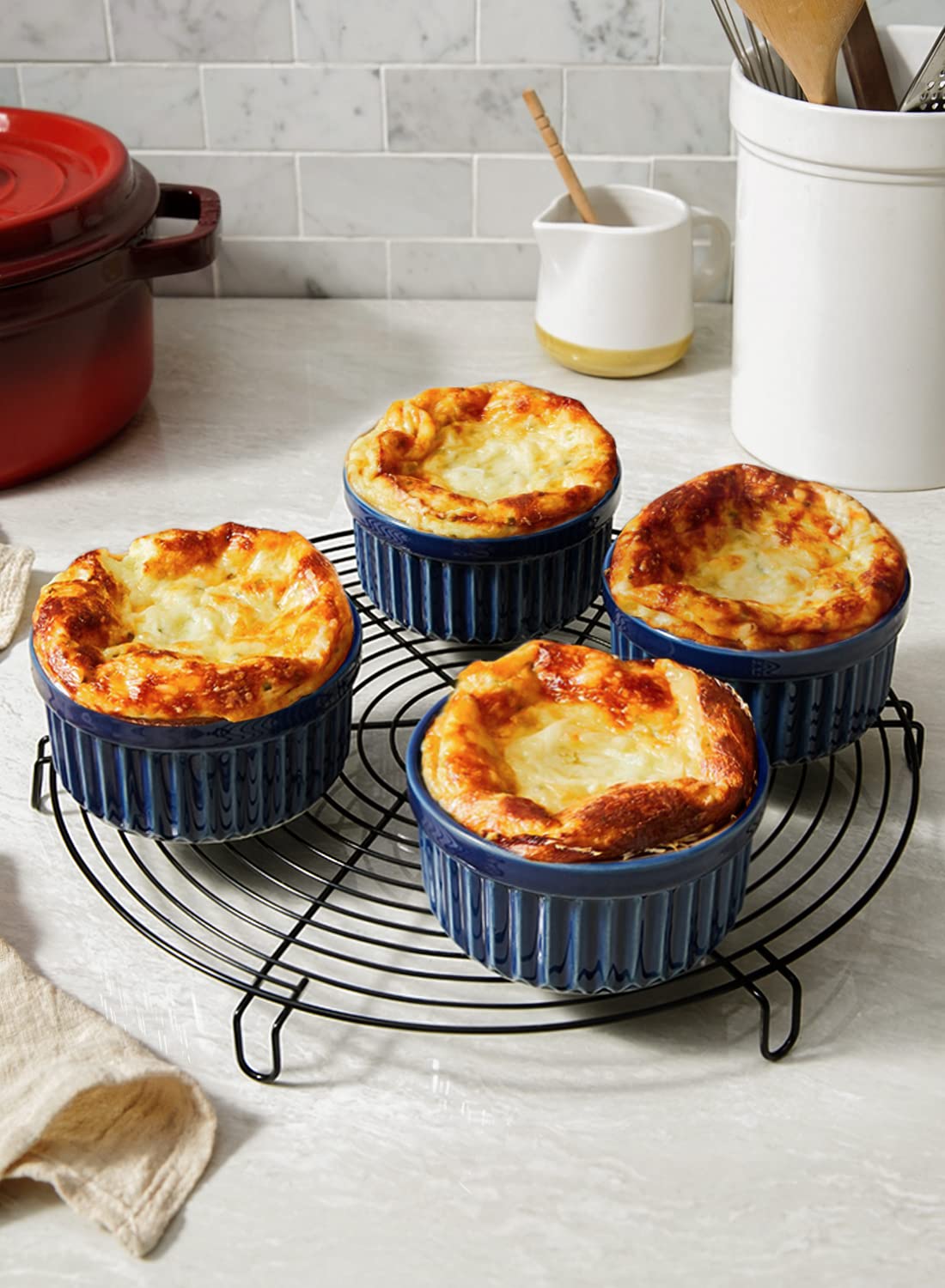 LE TAUCI Ramekins 4 OZ Oven Safe, Creme Brulee Ramekins, Pudding Custard Cups Souffle Ramiken, Dipping Sauce Dishes, Ceramic Ramekin Bowls Set of 6, White