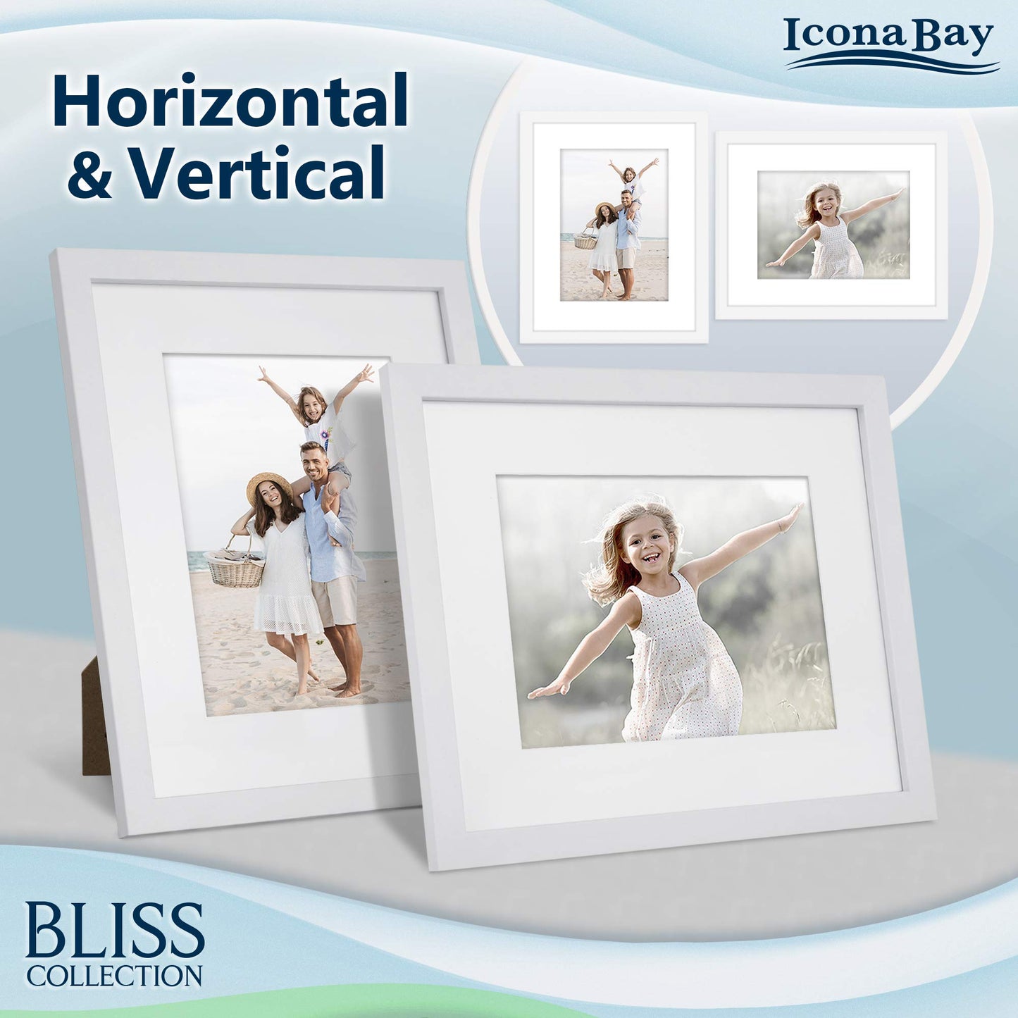 Icona Bay 5x7 Black Picture Frame, Modern Style Wood Composite Frame, Table Top or Wall Mount, Bliss Collection