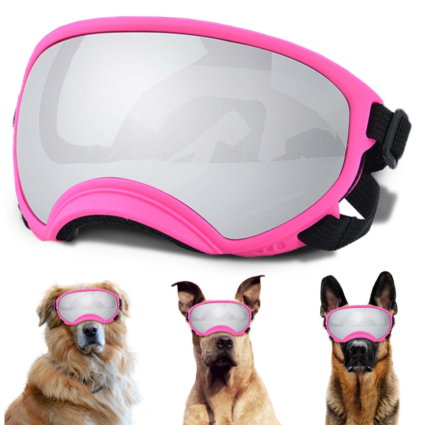 Large Dog Sunglasses, Dog Goggles with Adjustable Strap UV Protection Winproof Dog Puppy Sunglasses, Suitable for Medium-Large Dog Pet Glasses, Dogs Eyes Protection