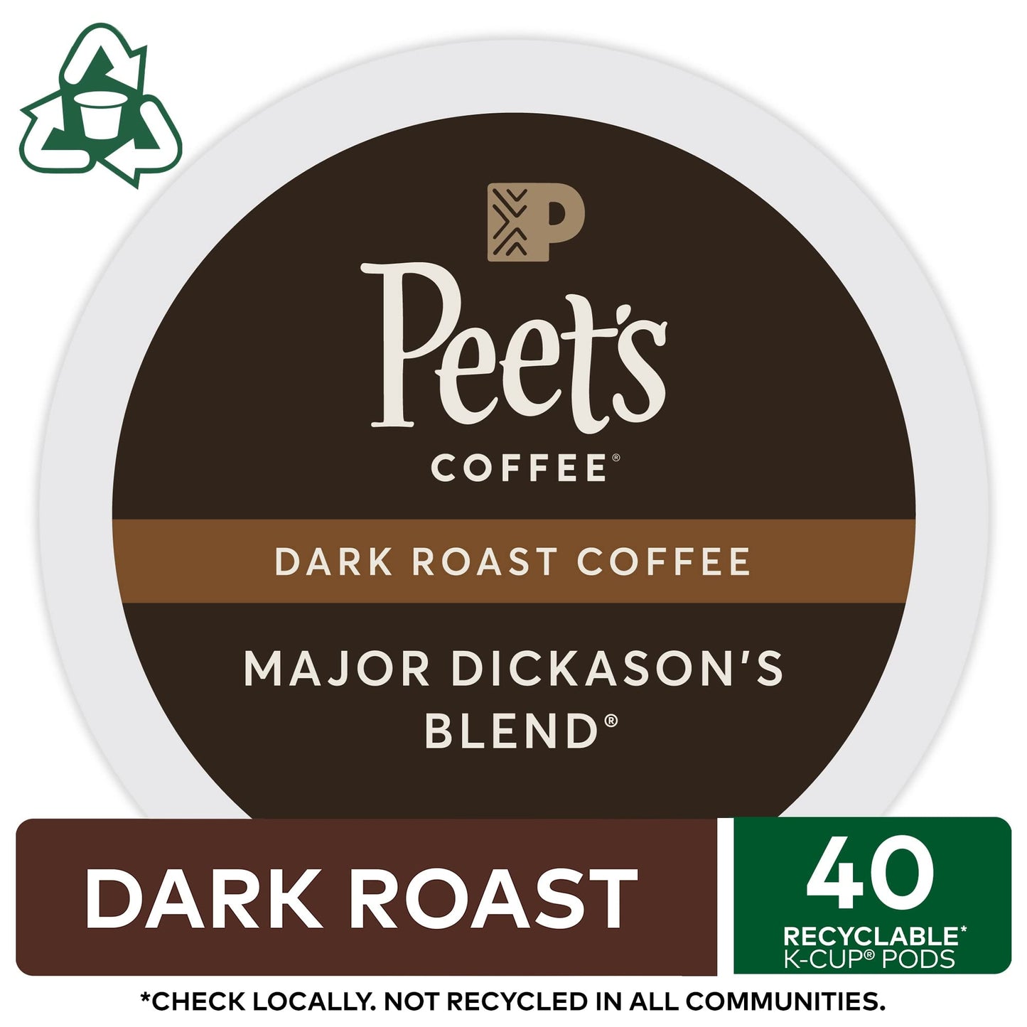 Peet's Coffee, Dark Roast K-Cup Pods for Keurig Brewers - Major Dickason's Blend 75 Count (1 Box of 75 K-Cup Pods)