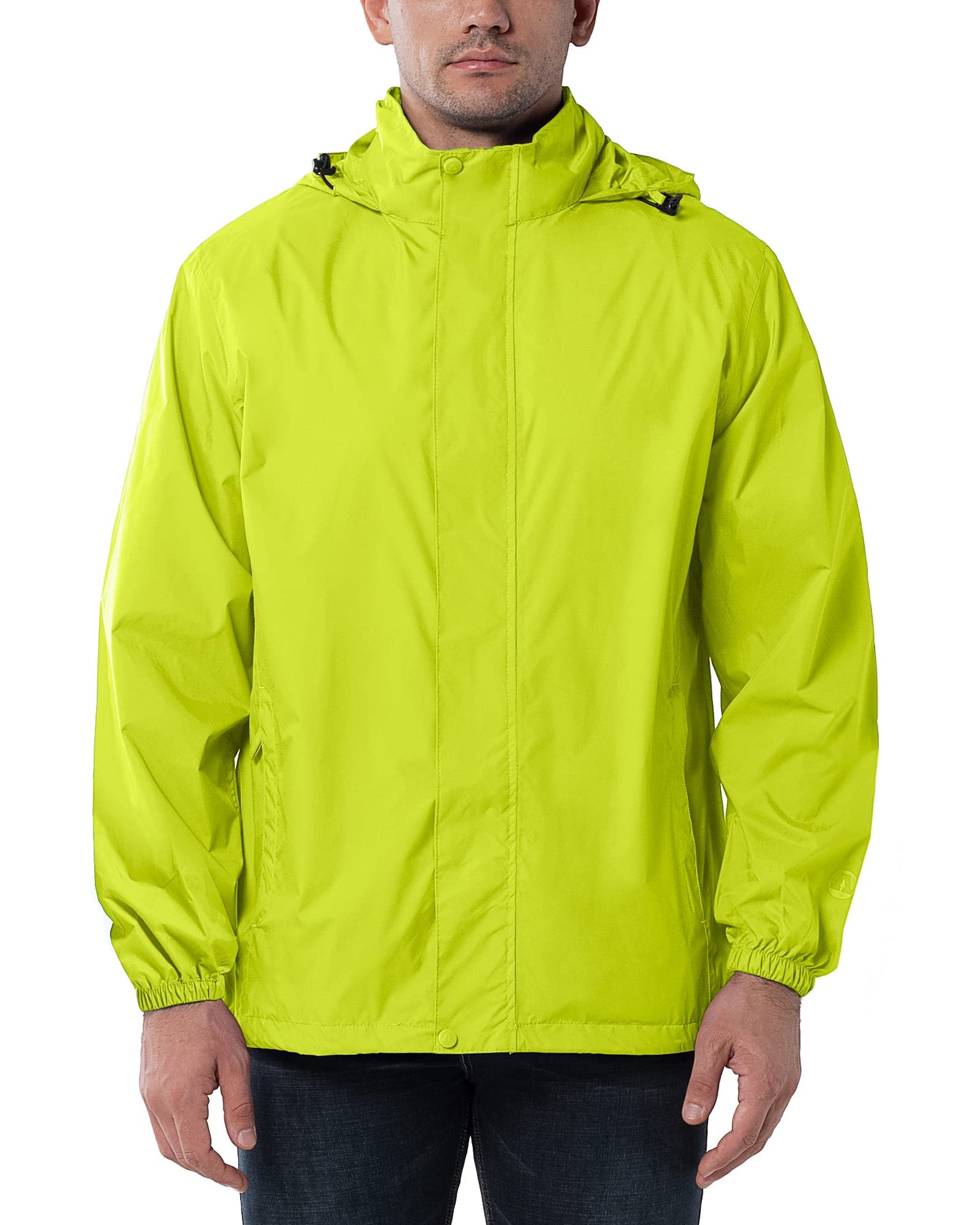 Outdoor Ventures Men's Rain Jacket Waterproof Lightweight Packable Rain Shell Raincoat with Hood for Golf Hiking Travel