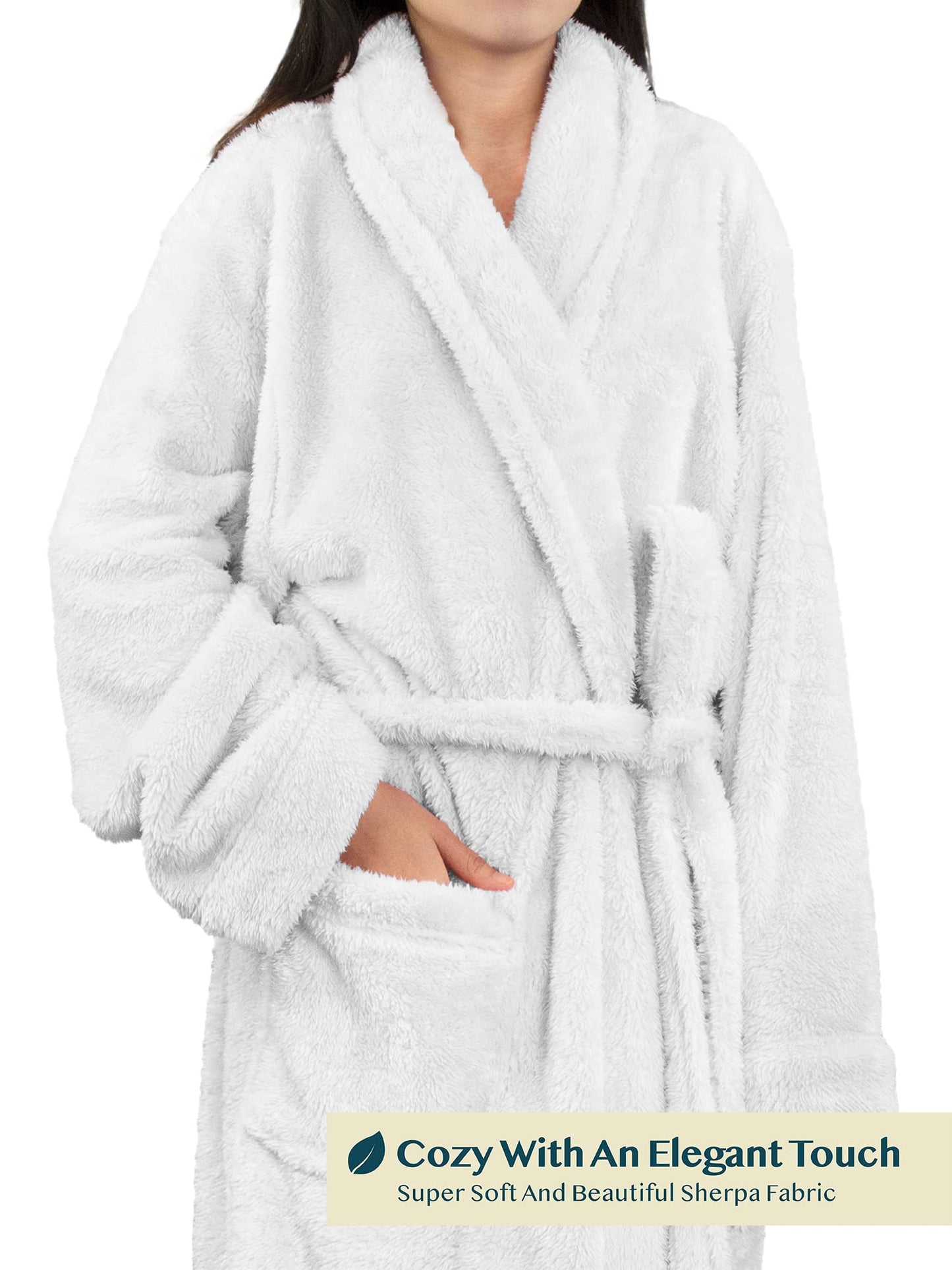 PAVILIA Premium Womens Plush Soft Robe Fluffy, Warm, Fleece Sherpa Shaggy Bathrobe