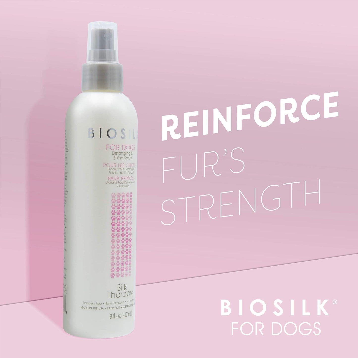 BioSilk for Dogs Silk Therapy Detangling Plus Shine Mist for Dogs | Best Detangling Spray for All Dogs & Puppies for Shiny Coats and Dematting | 8 Oz Bottle (Packaging May Vary),WHITE (Pack of 1)