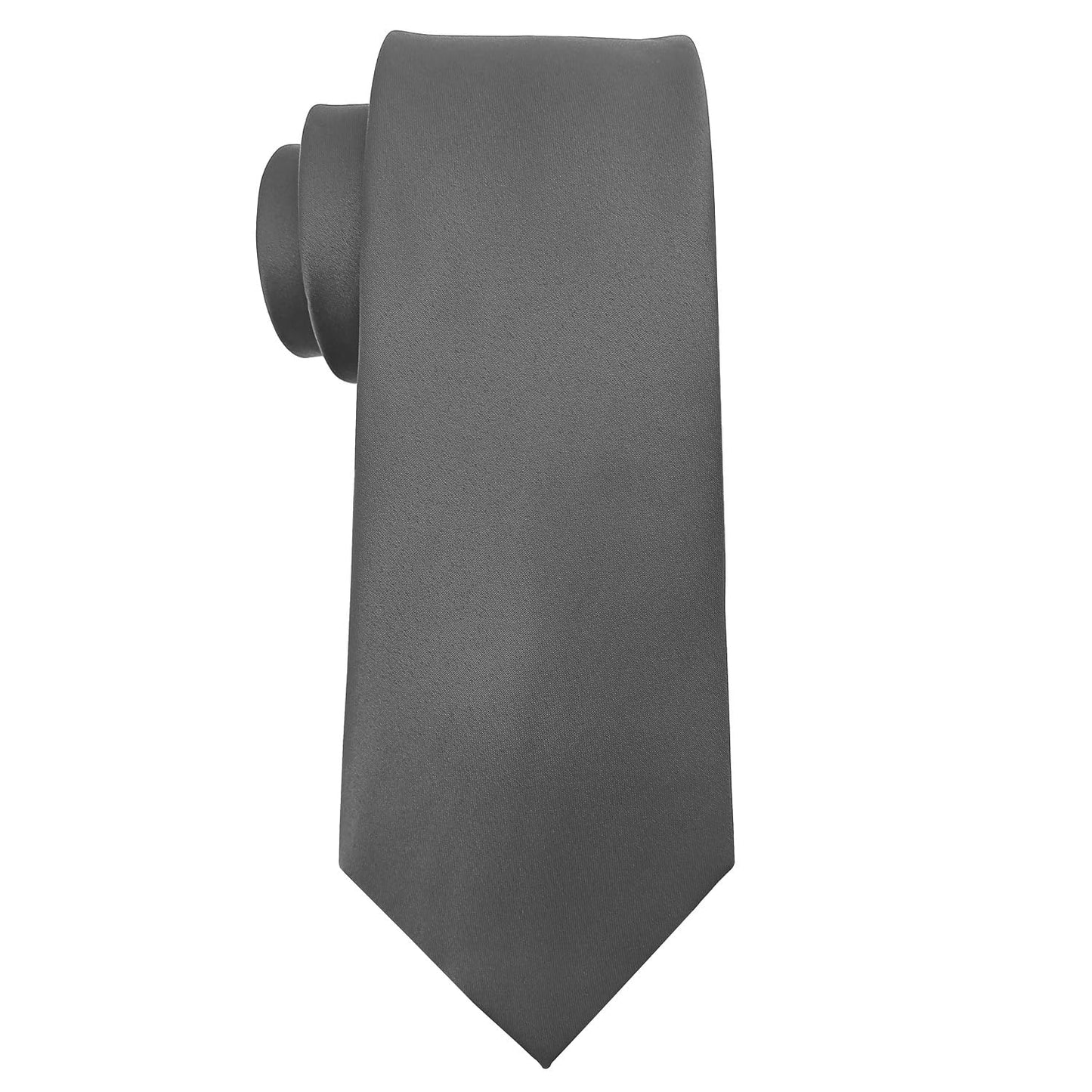 KOOELLE Men's Ties Solid Pure Color Plain Formal Black Ties For Men