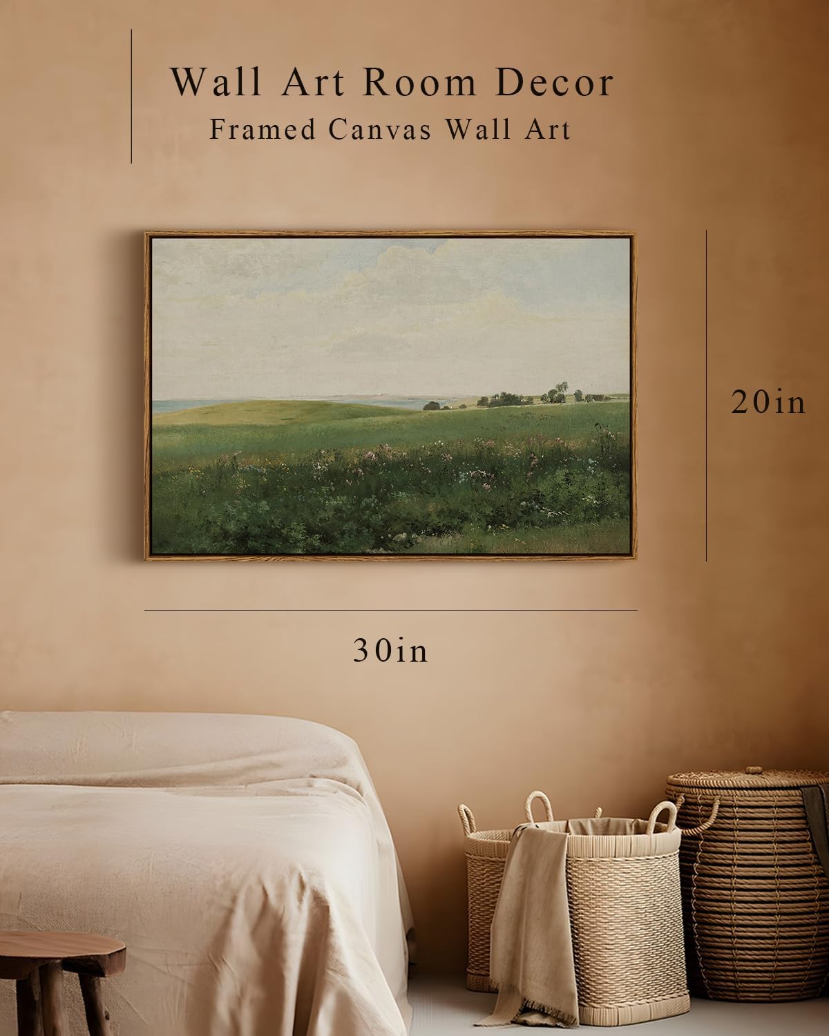 InSimSea Framed Canvas Wall Art Home Decor, Meadow with Flowers Painting Wall Art Prints, Canvas Wall Art for Living Room Decor Bedroom Home Bathroom Wall Decor 8x10in