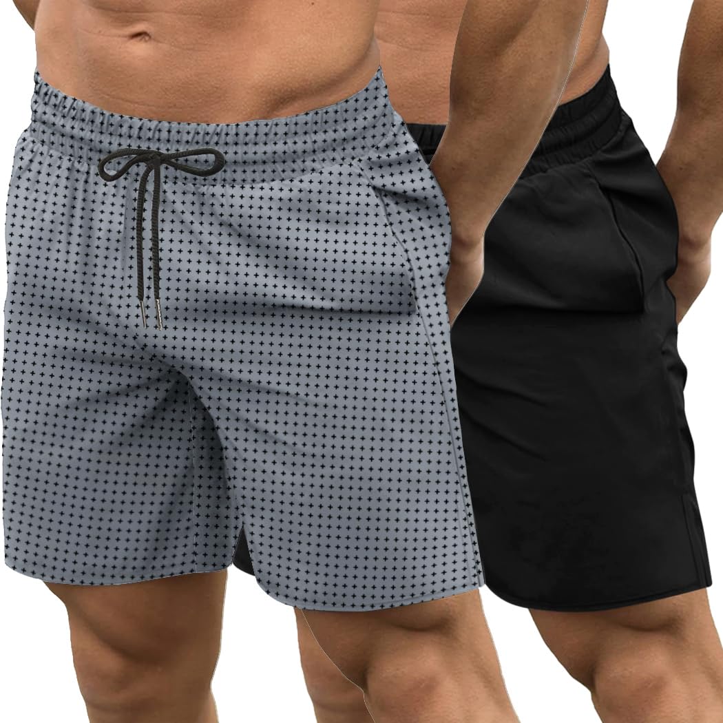 COOFANDY Men's 2 Pack Gym Workout Shorts Quick Dry Bodybuilding Weightlifting Pants Training Running Jogger with Pockets