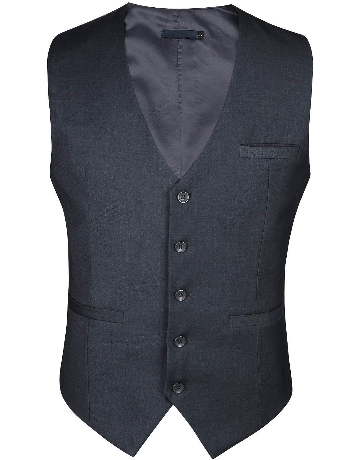 HISDERN Men's Suit Vest Business Formal Dress Waistcoat Vest with 3 Pockets for Suit or Tuxedo