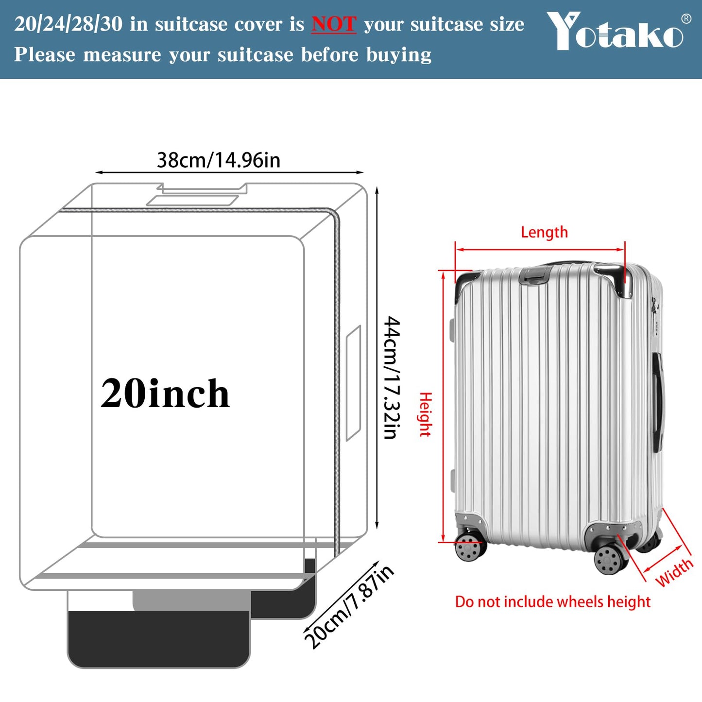 Yotako Clear PVC Suitcase Cover Protectors 28 Inch Luggage Cover for Wheeled Suitcase (28''(24.80''H x 19.90''L x 12.40''W))