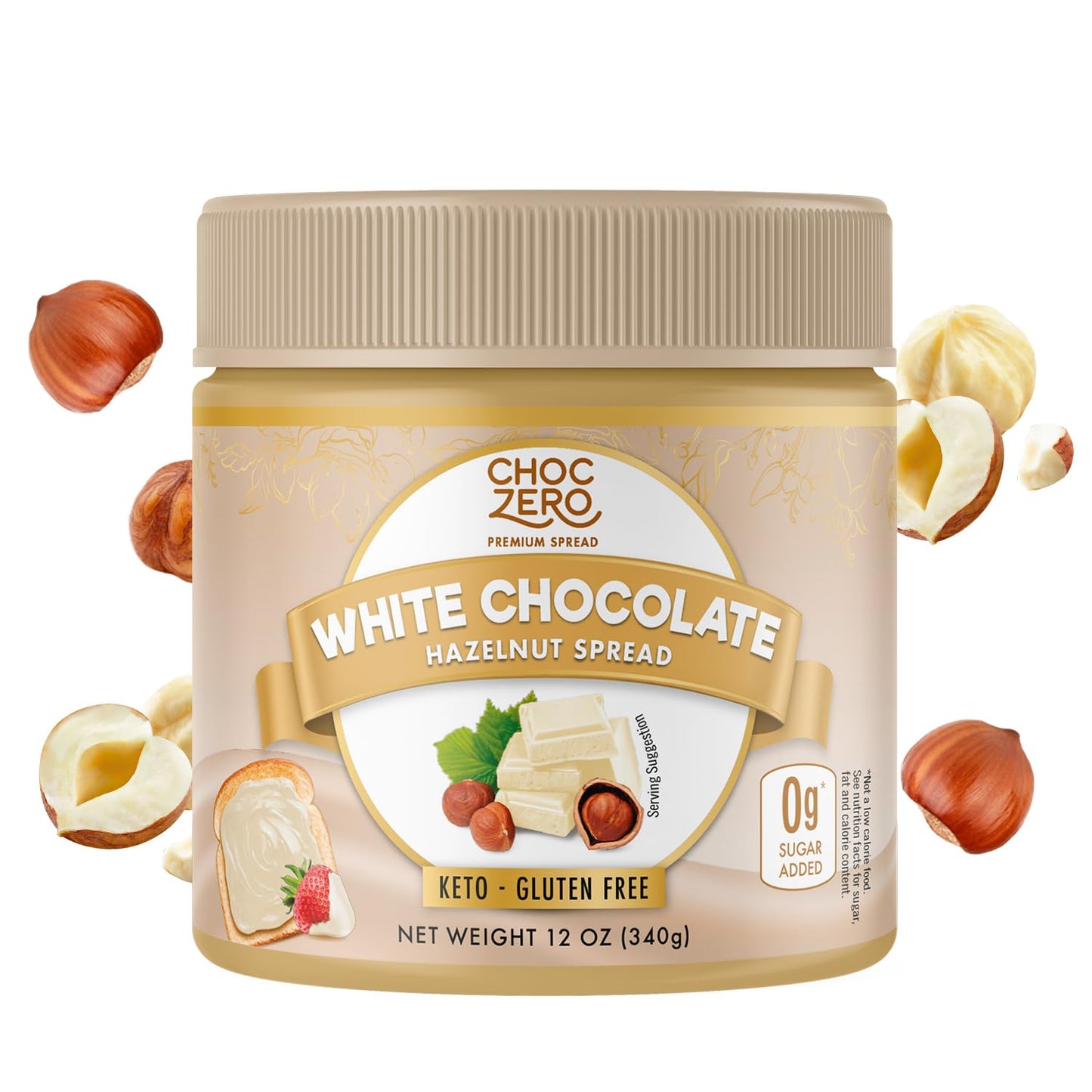 ChocZero Keto Cookie Butter Spread - No Sugar Added, Gluten Free, Low Carb Speculoos, Biscuit, Keto Friendly, Nut Butter Alternative, Dessert Hummus, Naturally Sweetened with Monk Fruit (1 jar, 12 oz)