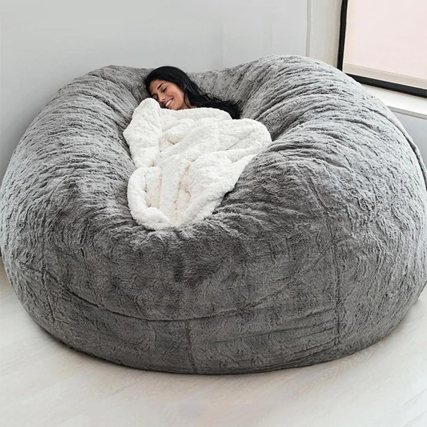 Big Huge Giant Bean Bag Chair for Adults, (No Filler) Bean Bag Chairs in Multiple Sizes and Colors Giant Foam-Filled Furniture - Machine Washable Covers, Double Stitched Seams (Black,6FT)