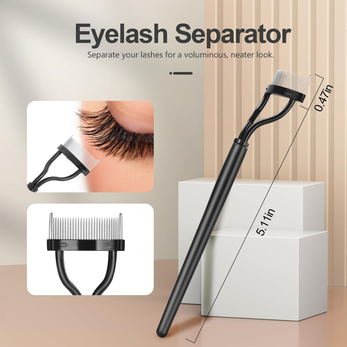 Eyebrow Brush Eyelash Separator Brow Comb & Lash Spoolie Professional Eye Makeup Tools (3 Pieces Set)