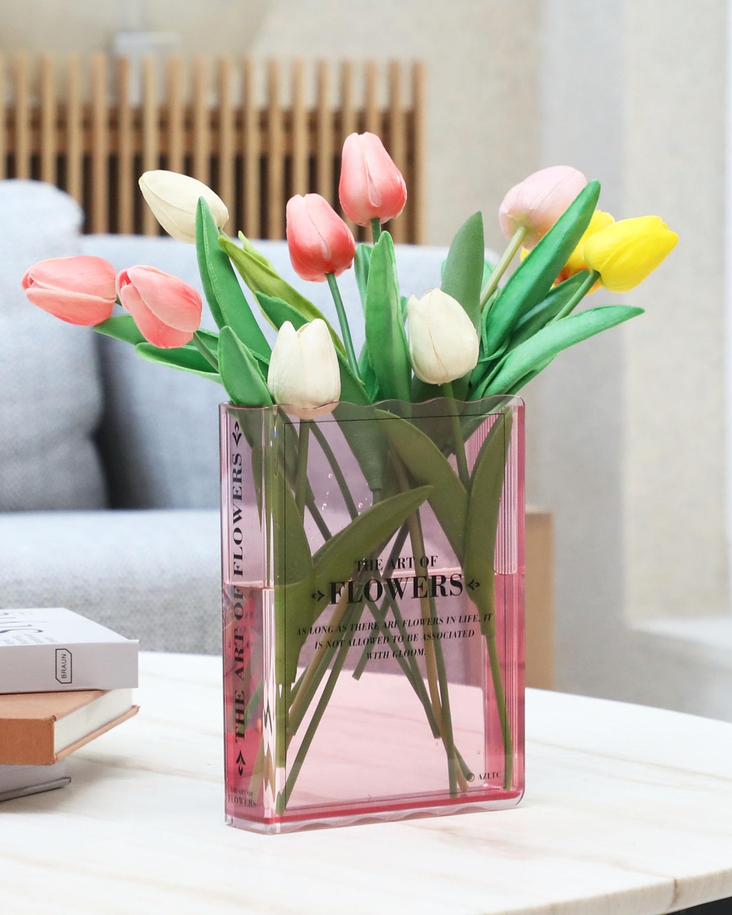 Book Vase for Flowers, Book Lovers Gifts, Aesthetic Room Decor Cute Flower Vase & Must-Have for Home, Bookshelf, Bedroom & Office Decor for Women & Teacher Gift - Like Mothers Day (Clear)