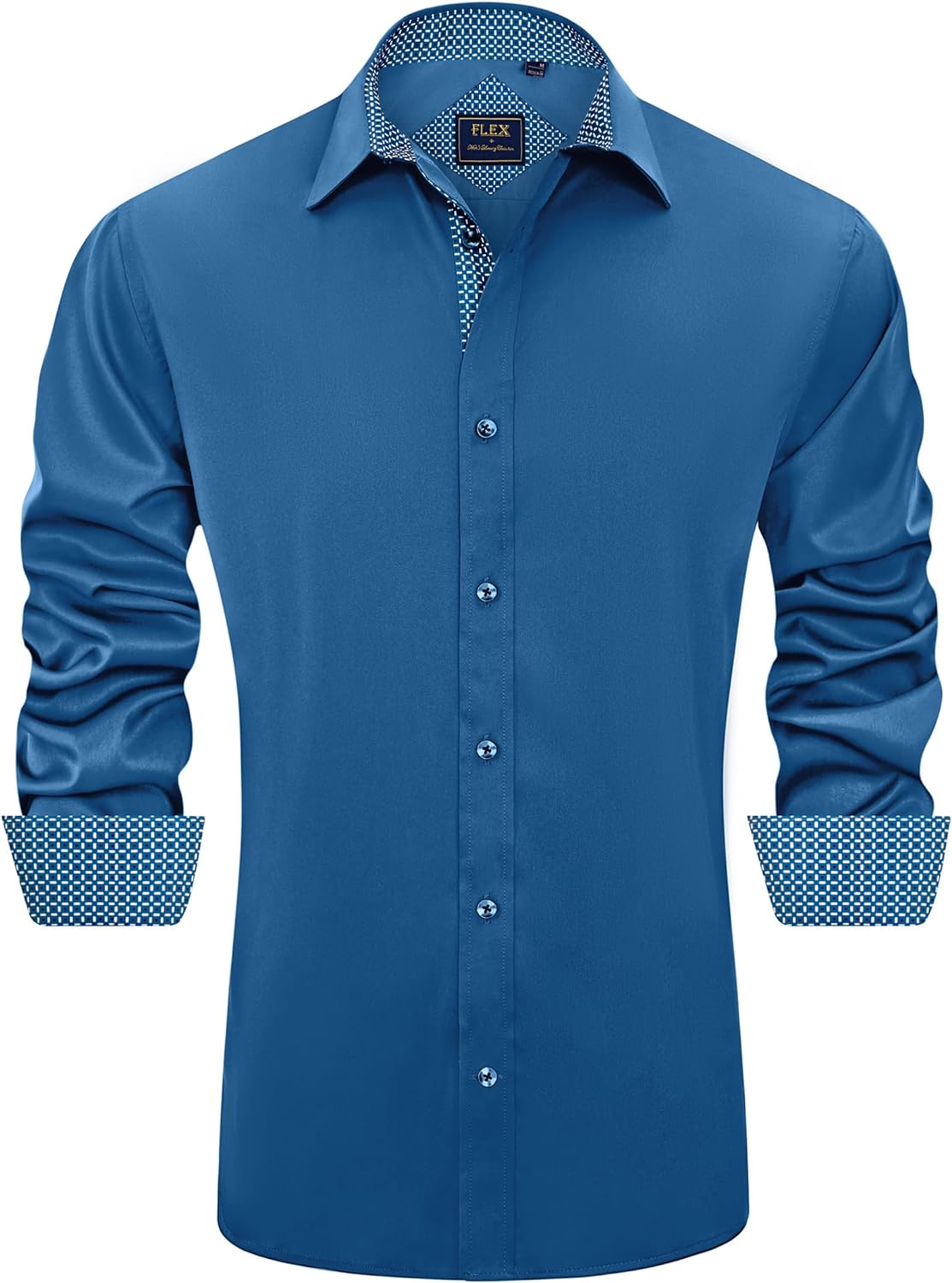 J.VER Men's Casual Long Sleeve Stretch Dress Shirt Wrinkle-Free Regular Fit Button Down Shirts