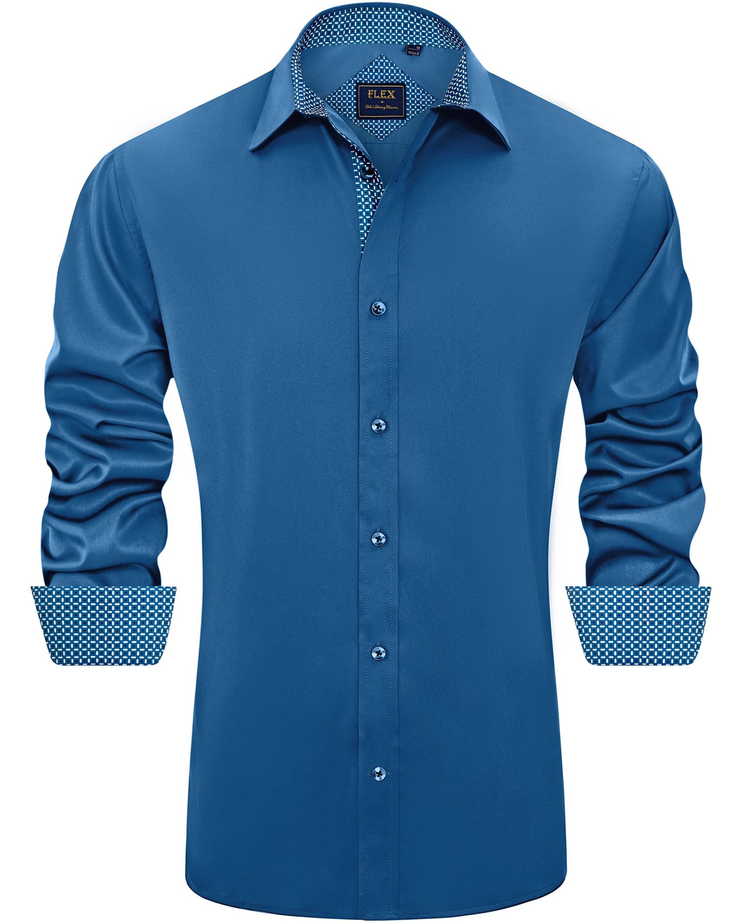 J.VER Men's Casual Long Sleeve Stretch Dress Shirt Wrinkle-Free Regular Fit Button Down Shirts