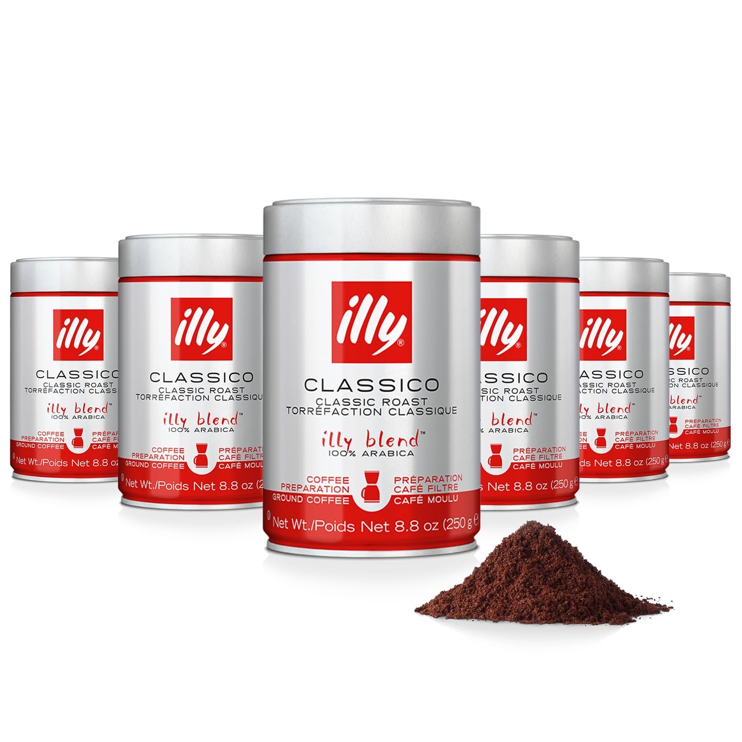 illy Ground Coffee Espresso - 100% Arabica Coffee Ground – Classico Medium Roast - Notes of Caramel, Orange Blossom & Jasmine - Rich Aromatic Profile - Precise Roast - No Preservatives – 8.8 Ounce