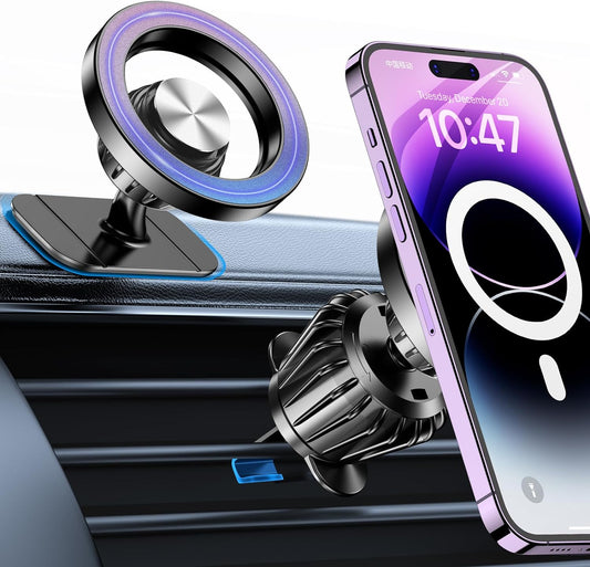 for iPhone Magsafe car Mount【20 Strong Magnets】Magnetic Phone Holder for Car Dashboard【360° Rotation】Hands Free Car Phone Holder Mount Dash Fit iPhone 15 14 13 12 Pro Max Plus MagSafe Car Accessories