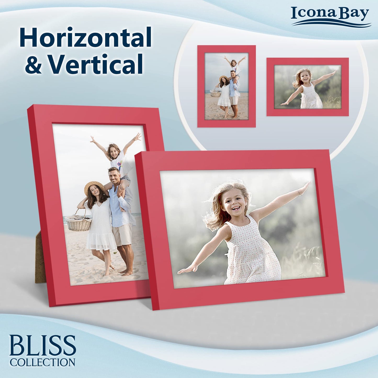 Icona Bay 5x7 Black Picture Frame, Modern Style Wood Composite Frame, Table Top or Wall Mount, Bliss Collection