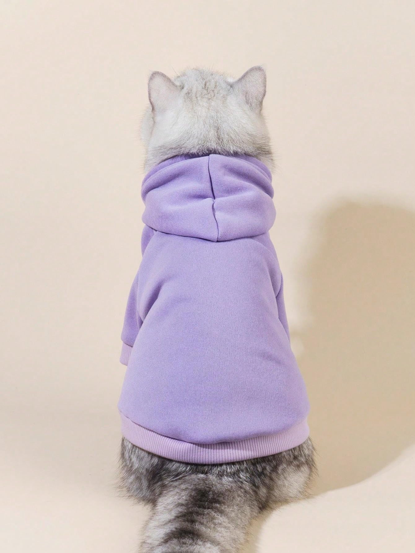 QWINEE Basic Dog Hoodie, Dog Warm Jacket, Cat Apparel, Dog Shirt, Dog Clothes for Puppy Kitten Small Medium Dogs Cats Cadet Blue M