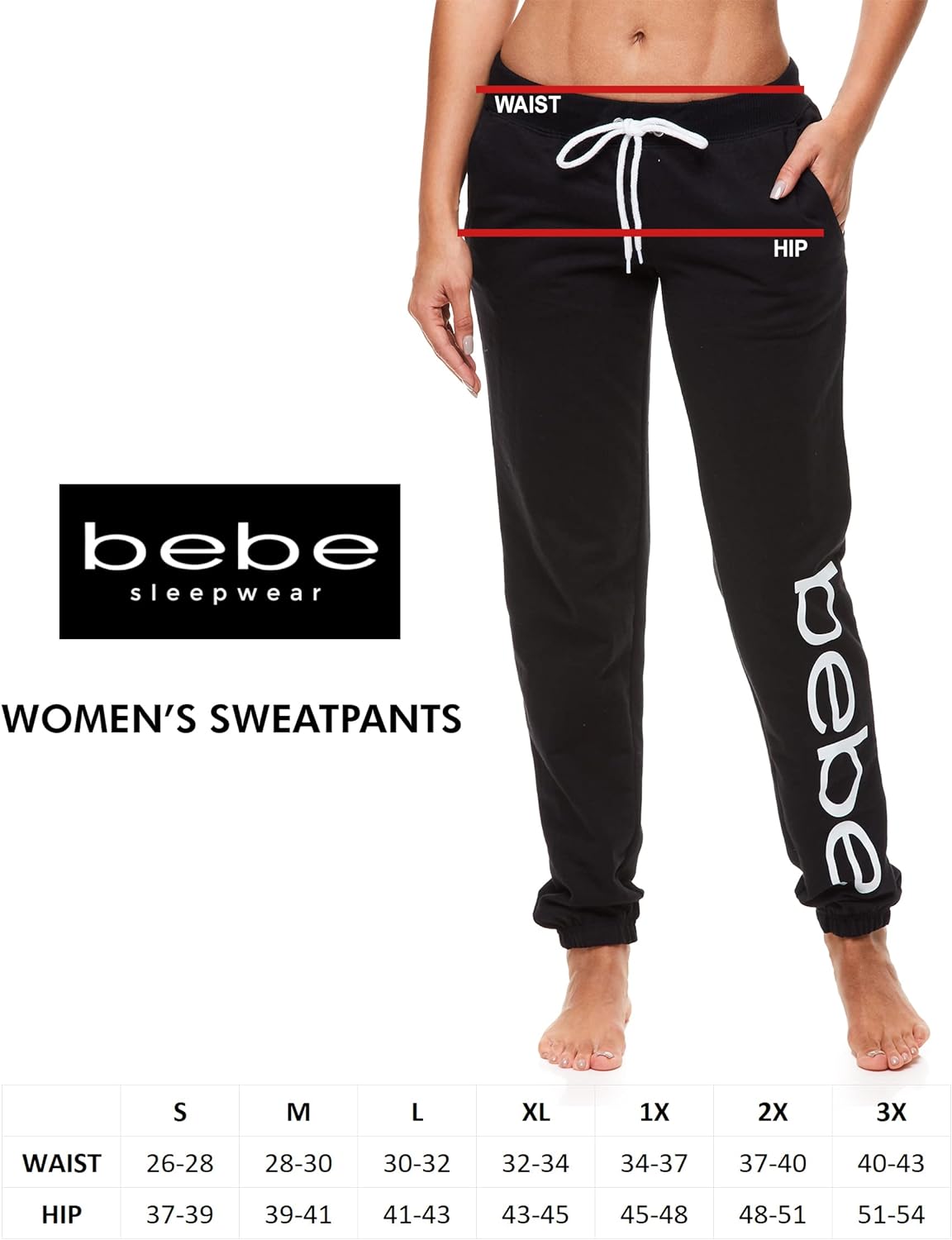 bebe Womens Sweatpants Joggers, French Terry Lounge Pants with Gathered Cuffs, Logo Pajama Pants for Women