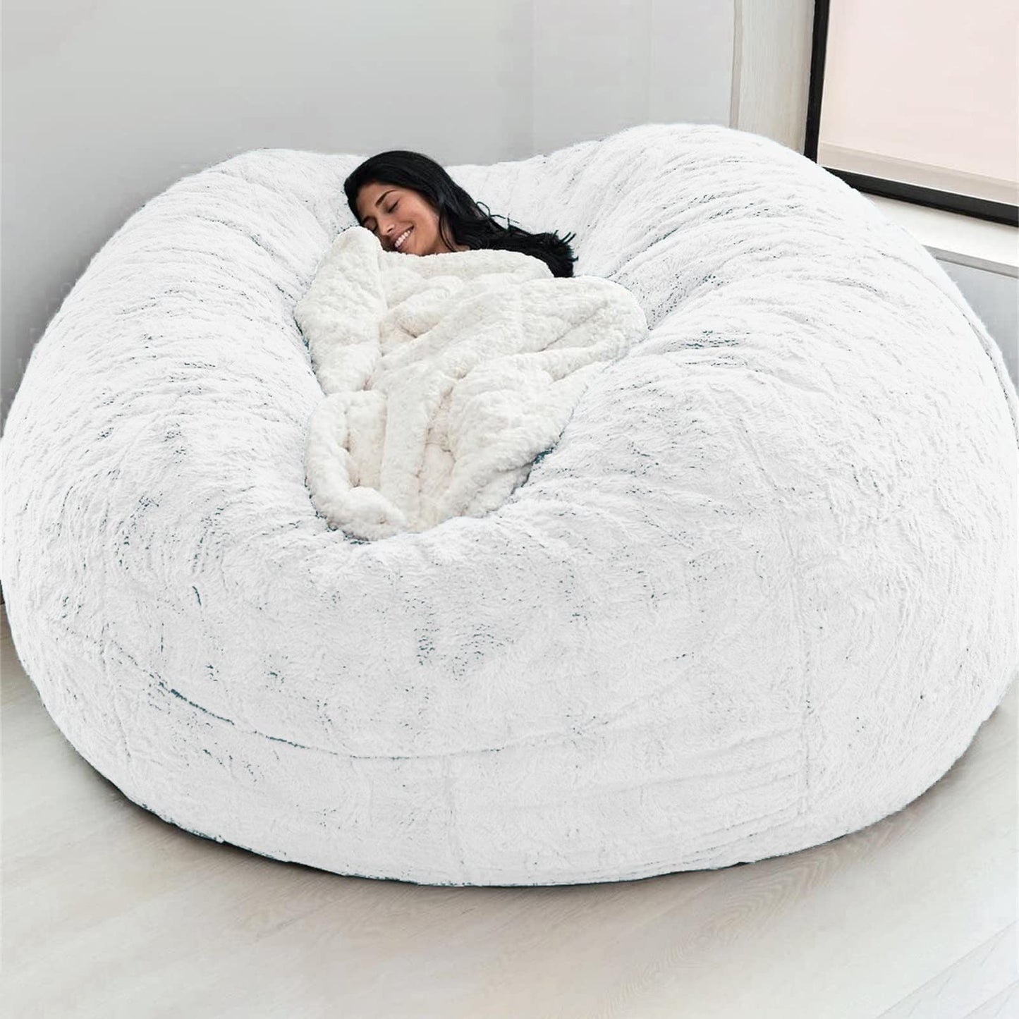 Big Huge Giant Bean Bag Chair for Adults, (No Filler) Bean Bag Chairs in Multiple Sizes and Colors Giant Foam-Filled Furniture - Machine Washable Covers, Double Stitched Seams (Black,6FT)