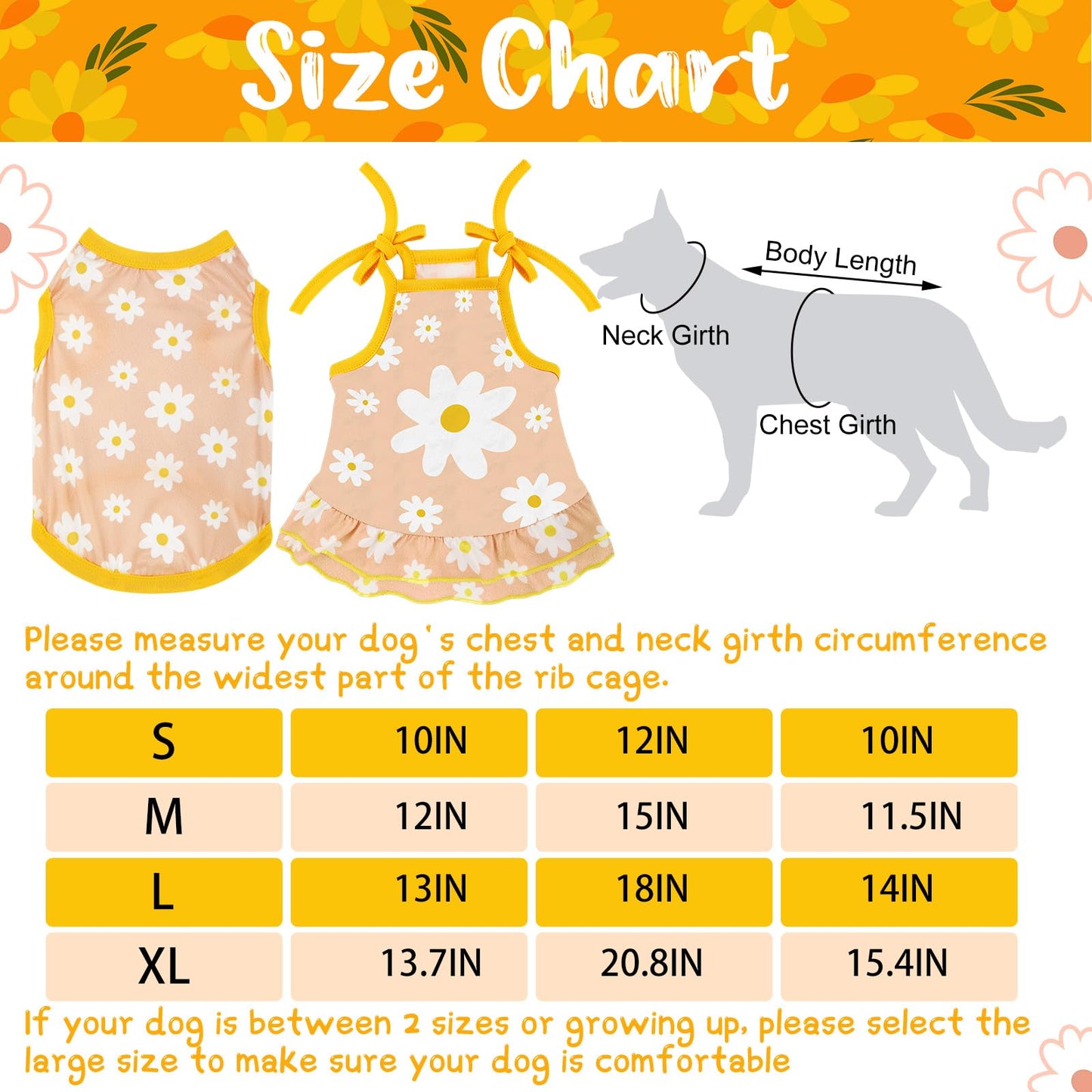 4 Pieces Pet Clothes Set Include 2 Pieces Cute Pet Dress Lovely Fruit Dog Dress and 2 Pieces Dog Shirt Breathable Pet T-Shirt Puppy Clothes for Pet (Pineapple, Sunflower,Medium)