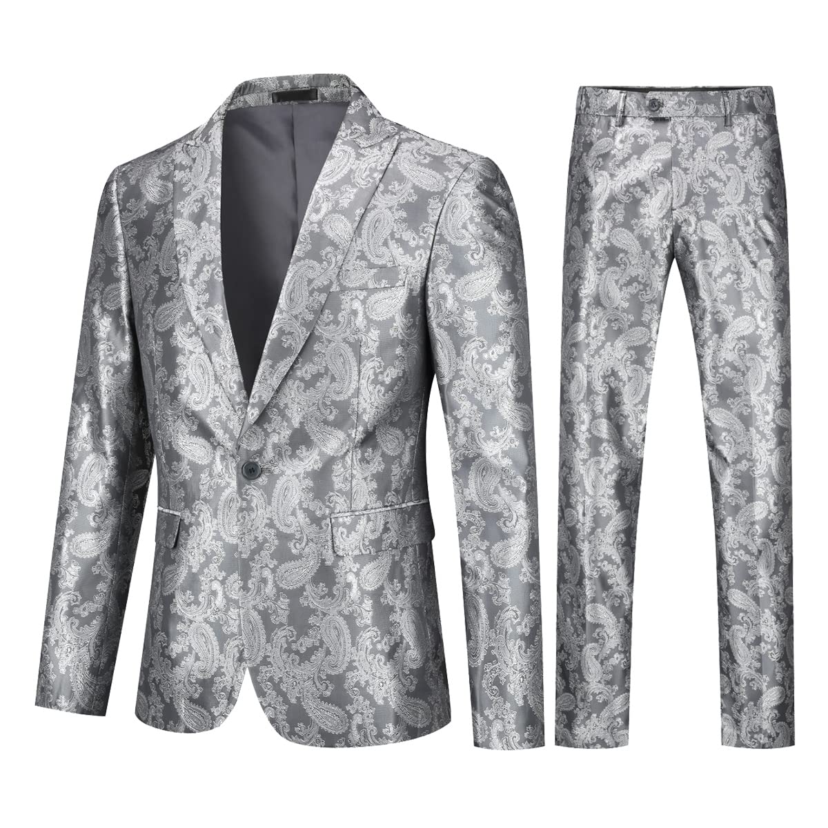 Cloudstyle Mens 2 Piece Paisley Dress Suit One Button Party Wedding Blazer Pants Sets