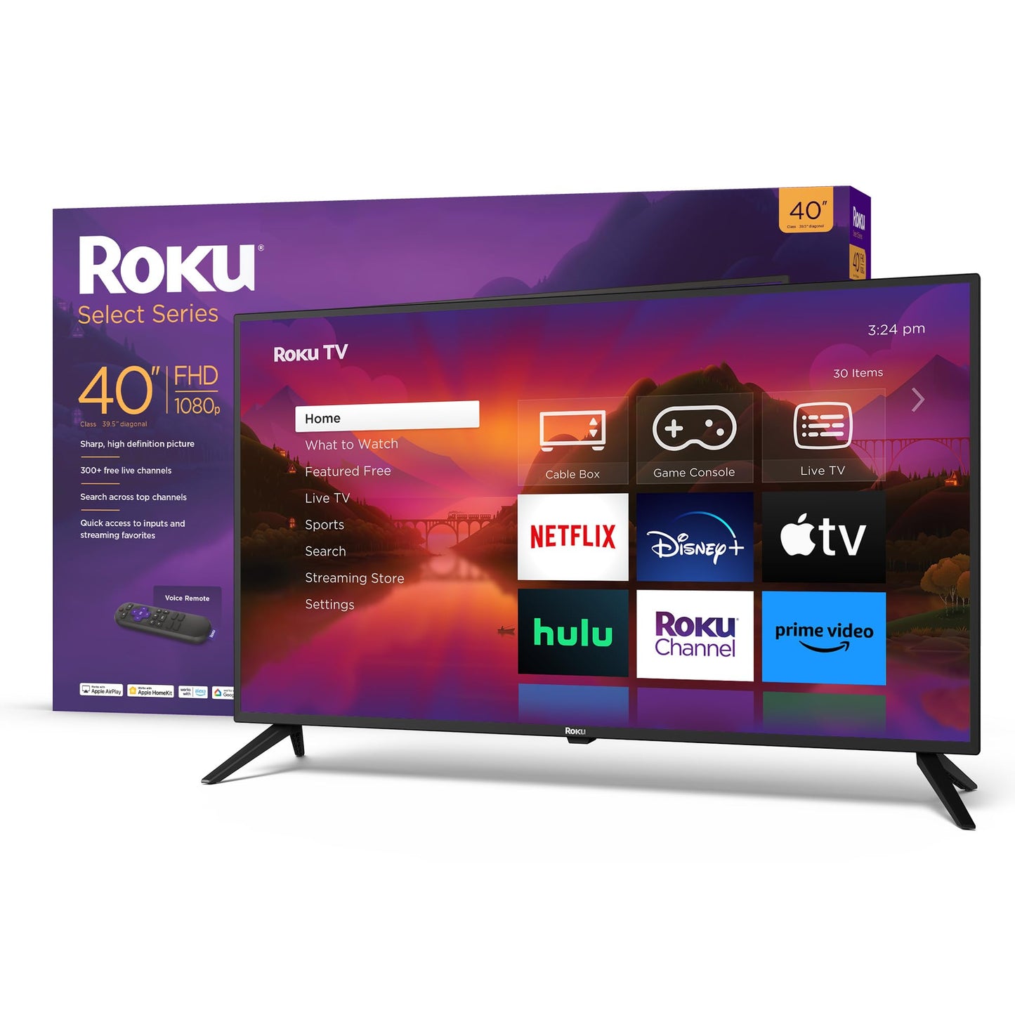 Roku 40" Select Series 1080p Full HD Smart RokuTV with Voice Remote, Bright Picture, Customizable Home Screen, and Free TV