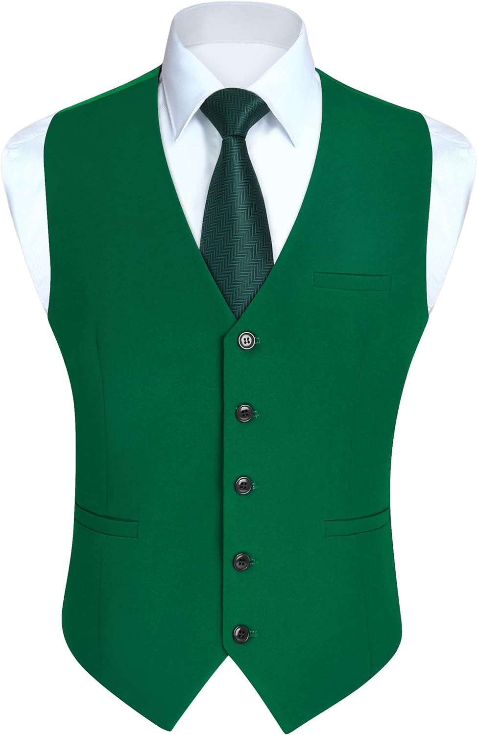 HISDERN Men's Suit Vest Business Formal Dress Waistcoat Vest with 3 Pockets for Suit or Tuxedo