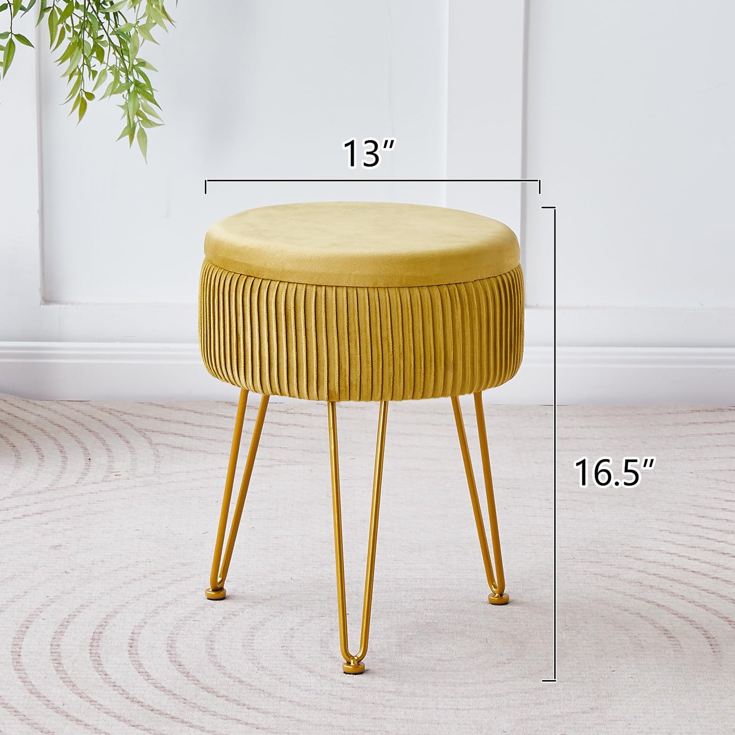 Cpintltr Velvet Foot Rest Stool Multipurpose Dressing Stools Upholstered Round Storage Ottoman Modern Soft Vanity Chair with Memory Foam Seat Pink