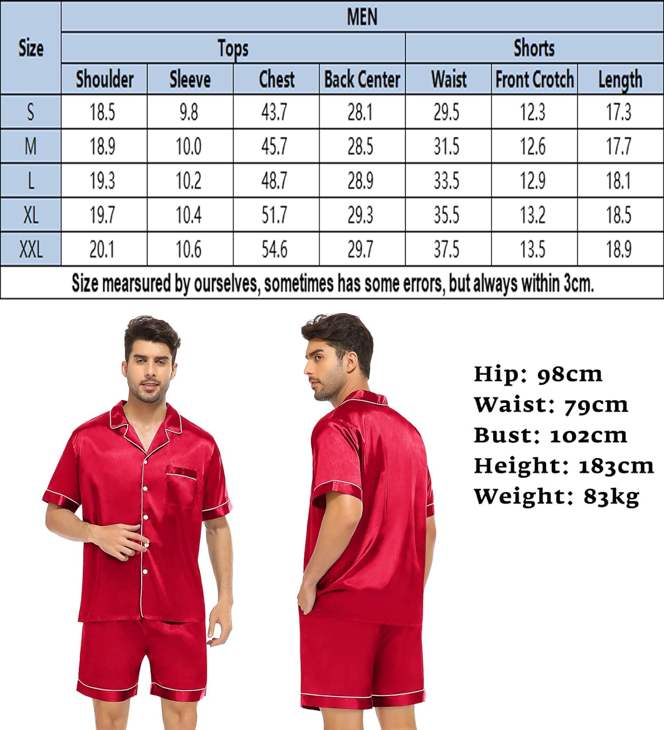 SWOMOG Satin Matching Pajamas Sets Couple Silk Button Down Nightwear Short Sleeve Sleepwear 2 Pieces Loungewear with Shorts