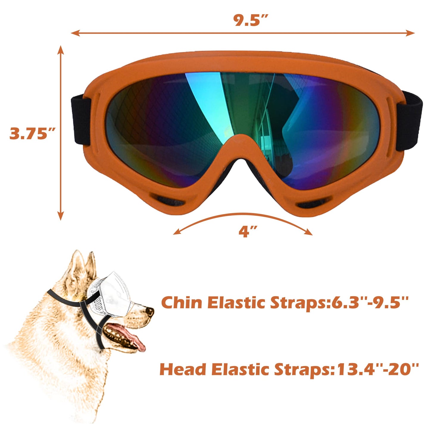 Large Dog Sunglasses, Dog Goggles with Adjustable Strap UV Protection Winproof Dog Puppy Sunglasses, Suitable for Medium-Large Dog Pet Glasses, Dogs Eyes Protection