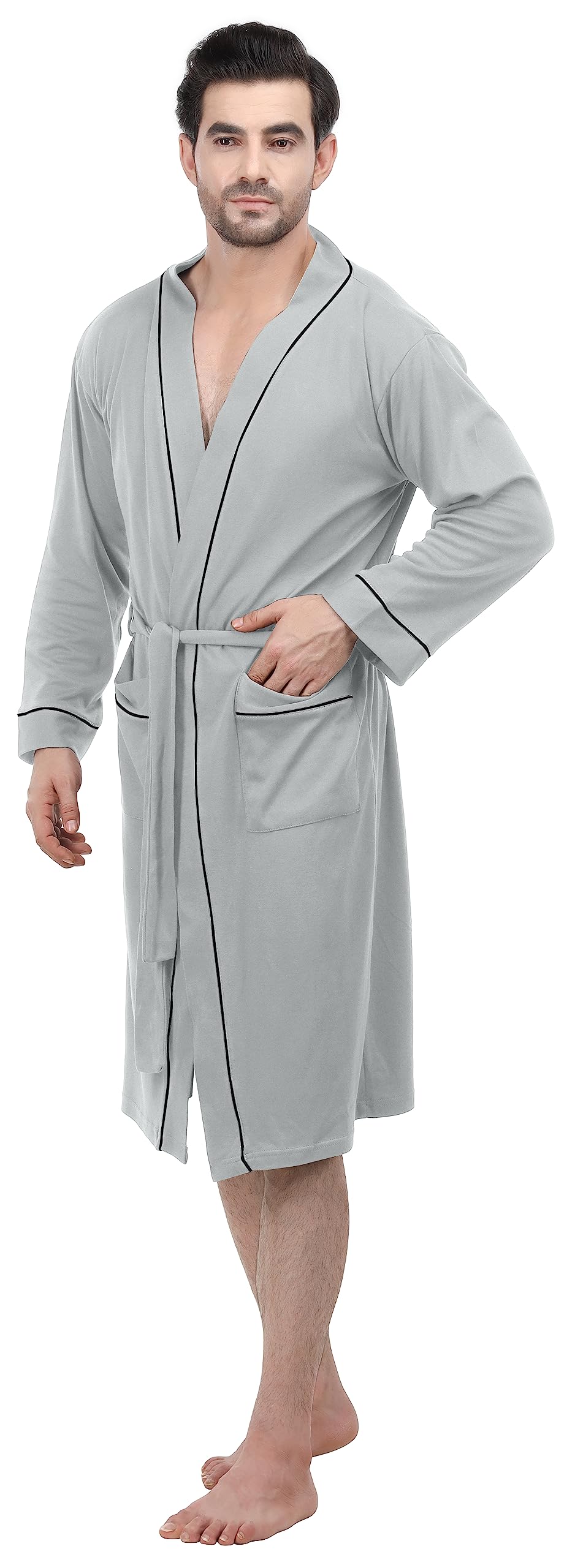 NY Threads Men's Lightweight Knit Robe Cotton Blend Bathrobe