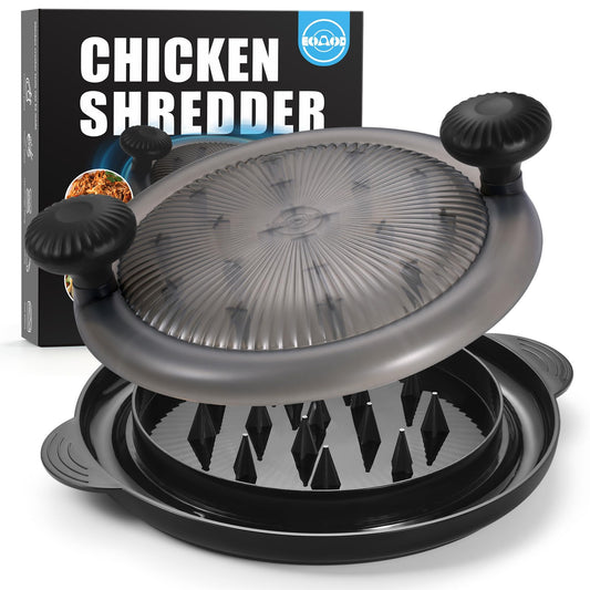 Chicken Shredder 10.8 inch Longer Spikes Make Chicken Shredder Tool Twist More Effective, Meat Shredder with Widened Anti Slip Mat Fix, Suitable for Pork, Beef, Dishwasher (Translucent Black)