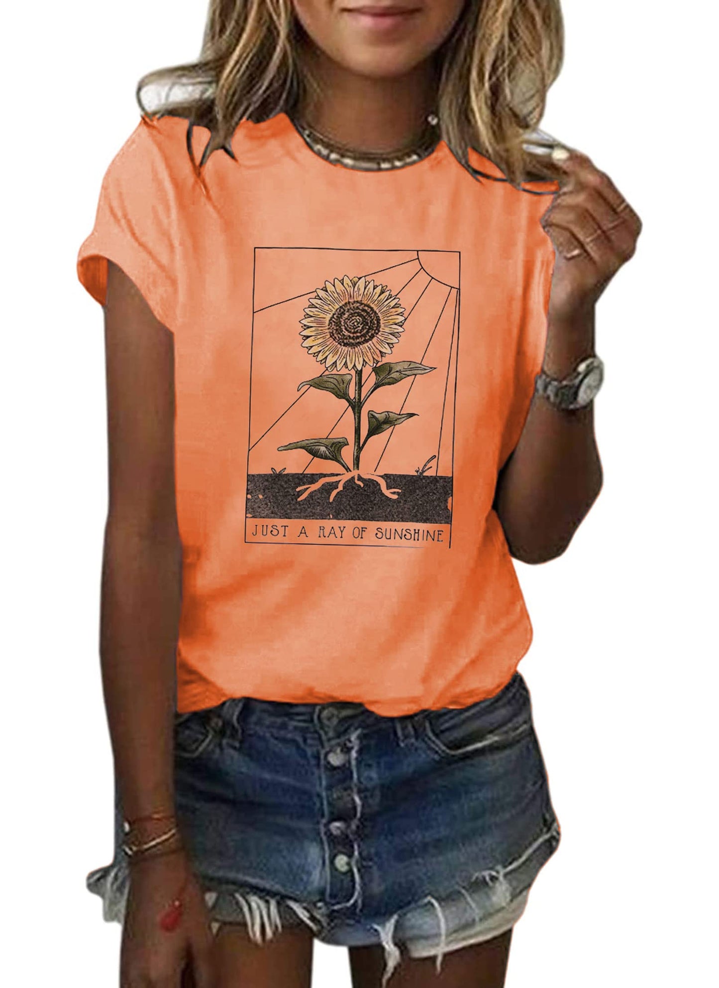 Anbech Womens Dandelion Graphic T-Shirts Teen Girls Cute Sunflower Trendy Clothes Casual Tee Tops